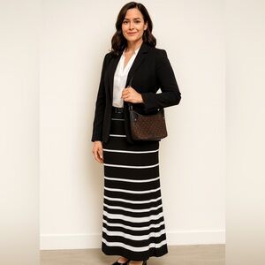 White House Black Market Black White Stripe Maxi skirt Size Medium